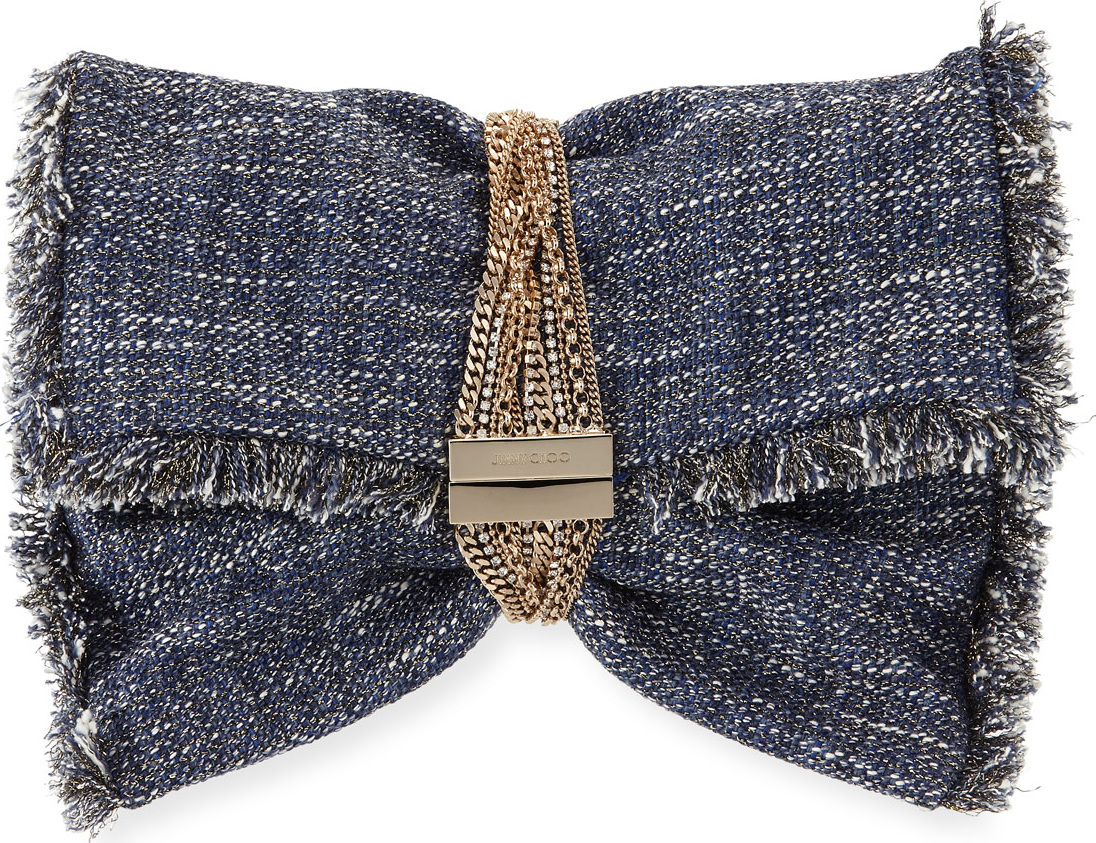 Jimmy Choo Chandram Metallic Tweed Clutch Bag