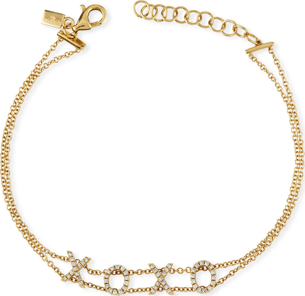 EF Collection 14k Gold Diamond XOXO Bracelet