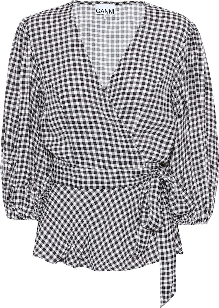 Ganni Gingham wrap top