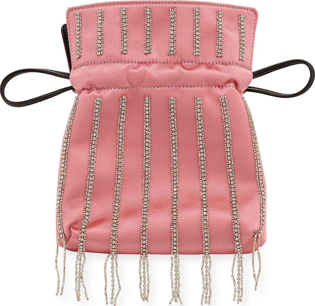 Les Petits Joueurs Trilly Nano Disco Stripe Satin Clutch Bag