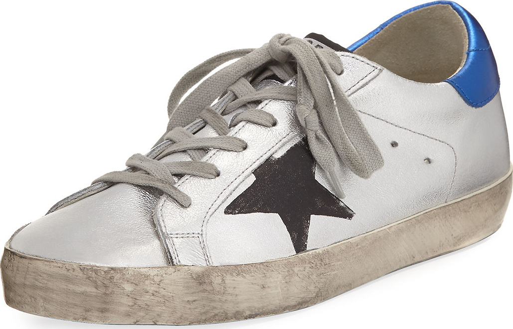 Golden Goose Deluxe Brand Superstar Metallic Low-Top Sneaker, Silver