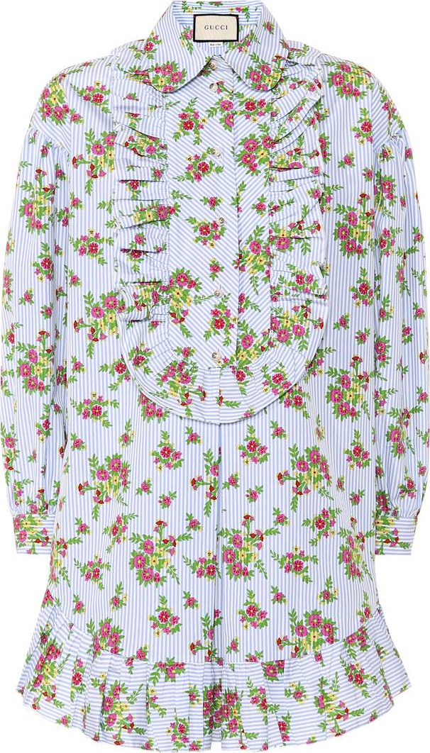 Gucci Floral and striped cotton shirt