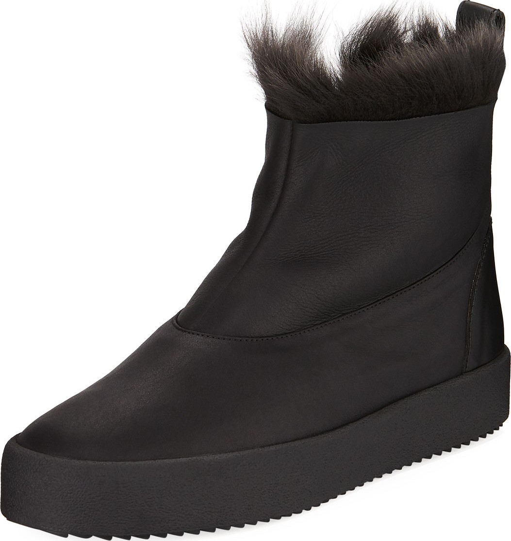Giuseppe Zanotti Men's Fur-Top Ankle Boots