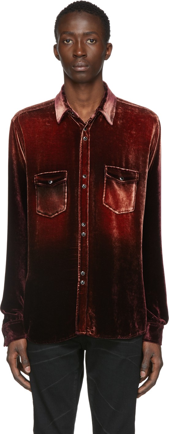 Saint Laurent Red Velvet Western Shirt
