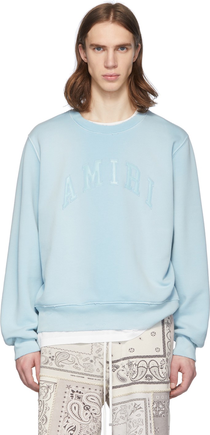 Amiri Blue College Logo Sweatshirt