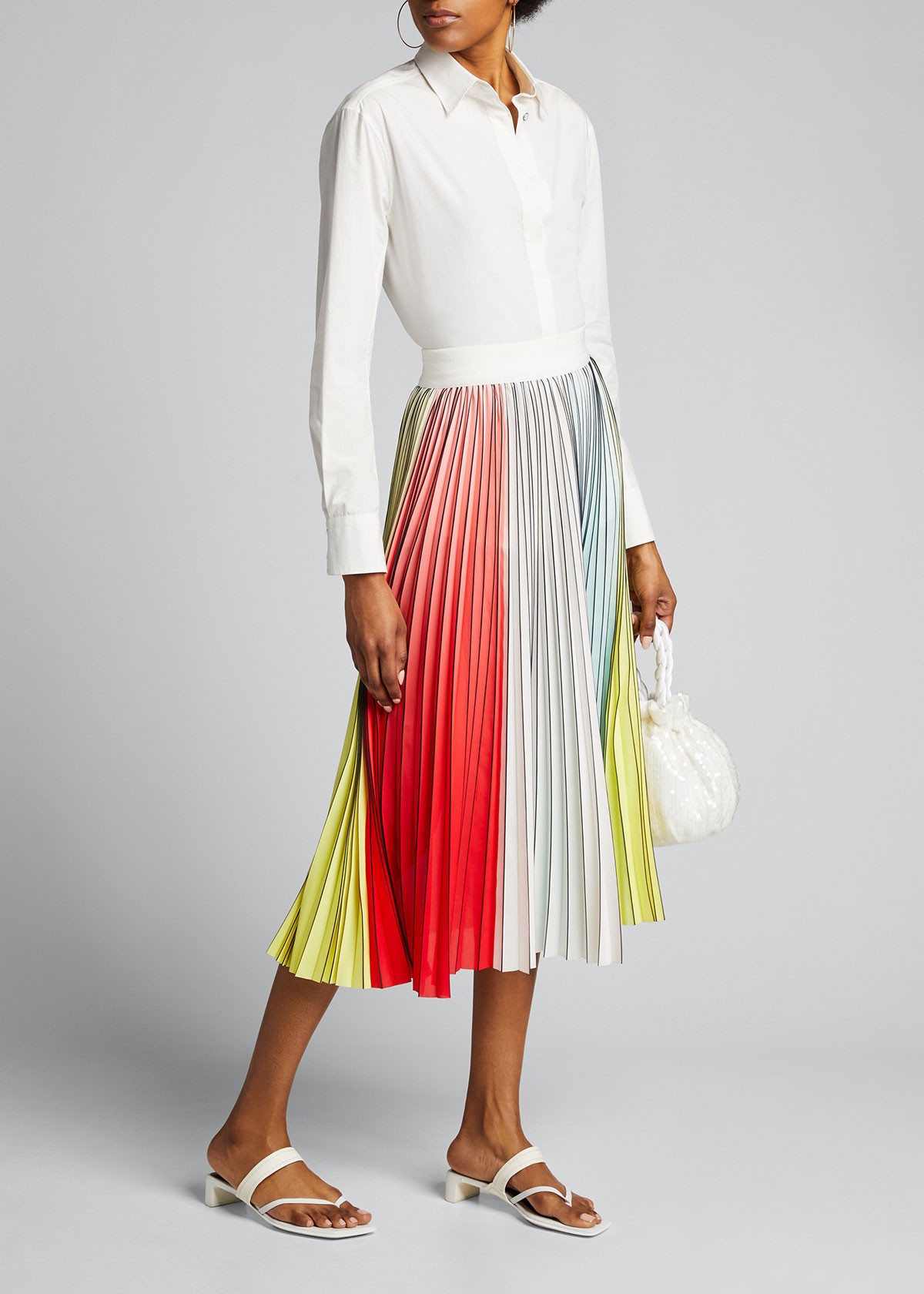 Alice + Olivia Arden Pleated Midi Skirt