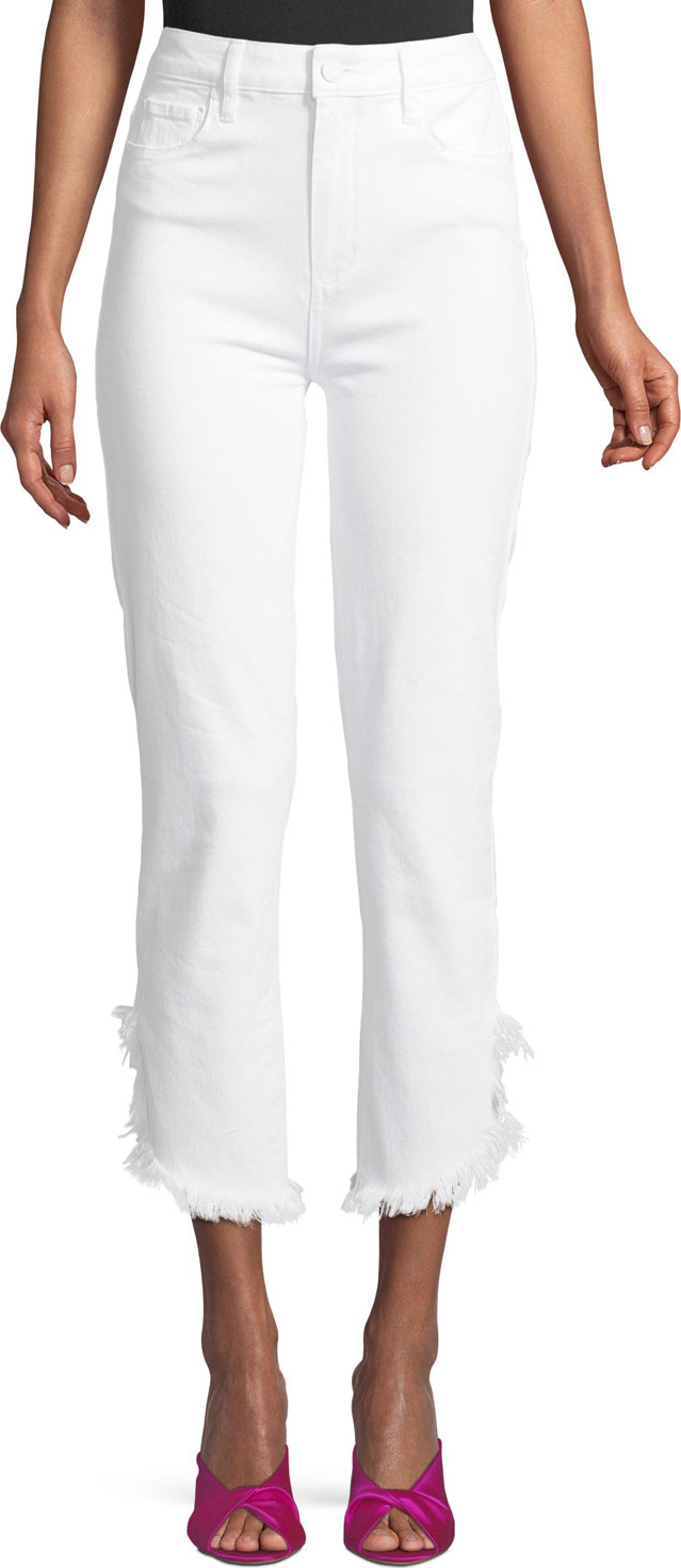 PAIGE Hoxton High-Waist Straight-Leg Ankle Jeans with Fray Hem