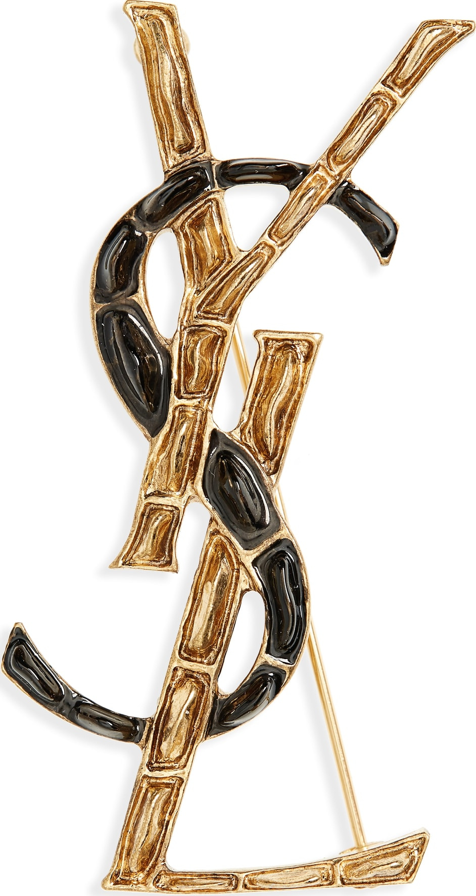 Saint Laurent Croc Textured Monogram Pin