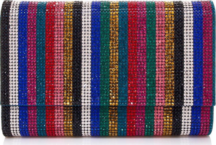 Judith Leiber Fizzoni Candy Stripe Crystal Clutch Bag