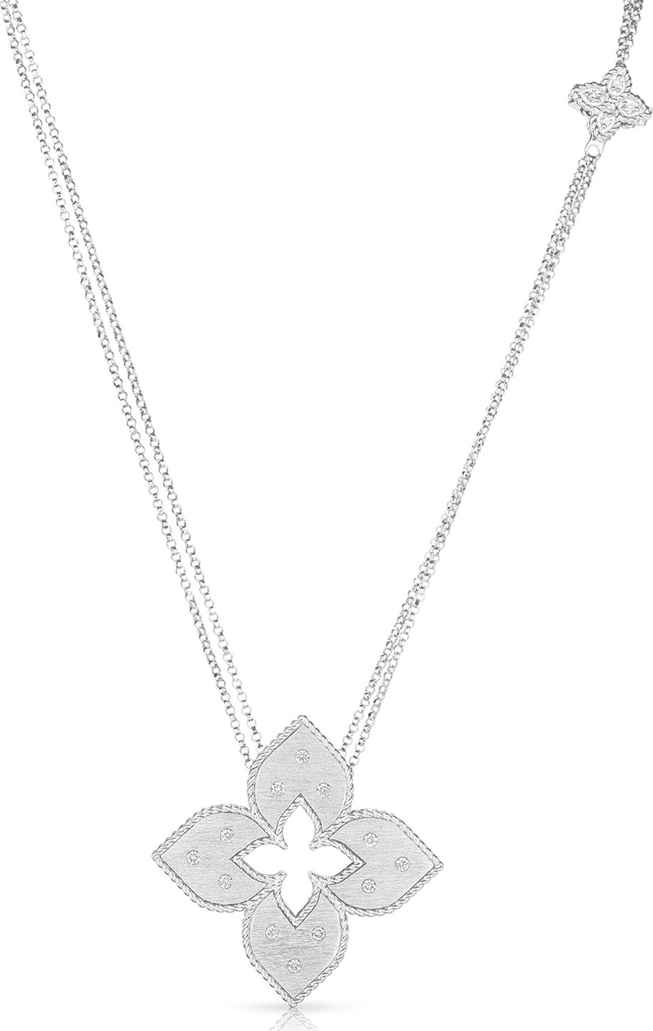 Roberto Coin Venetian Princess Mini 18k White Gold Diamond Cutout Necklace