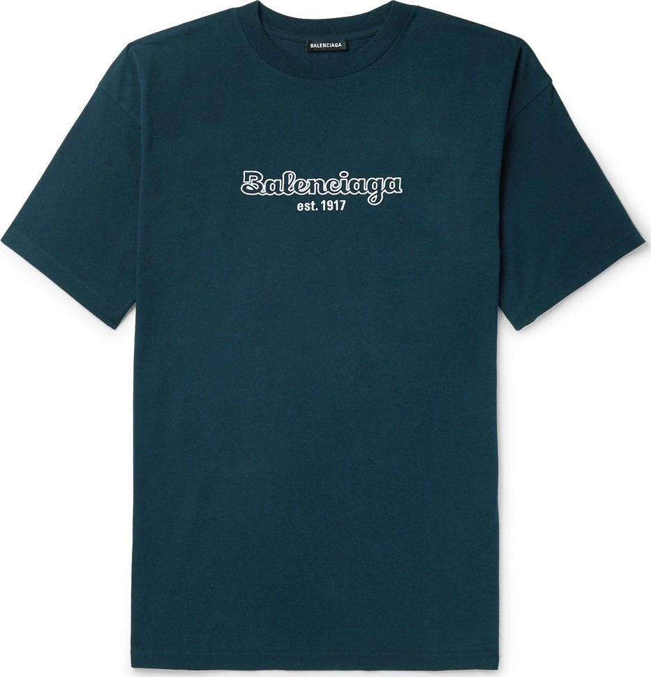 Balenciaga Oversized Logo-Embroidered Cotton-Jersey T-Shirt