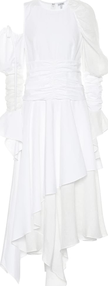 LOEWE Gathered cotton and linen dress