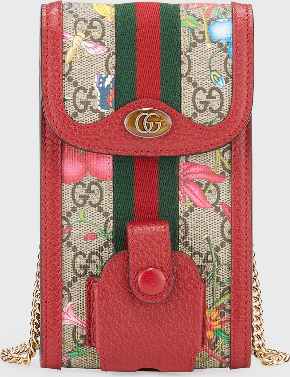 Gucci Ophidia GG Flora Phone Case Crossbody Bag