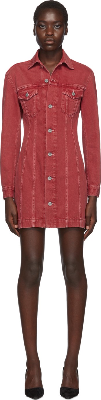 Helmut Lang Red Denim Femme Trucker Dress