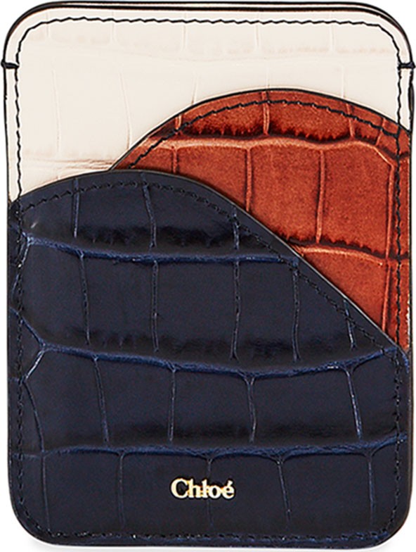 Chloe Walden Croc-Embossed Leather Card Case