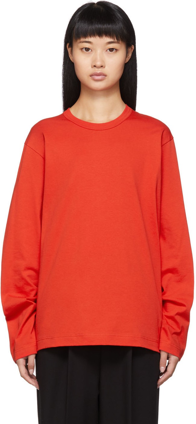 Comme Des Garcons Red Back Logo Long Sleeve T-Shirt