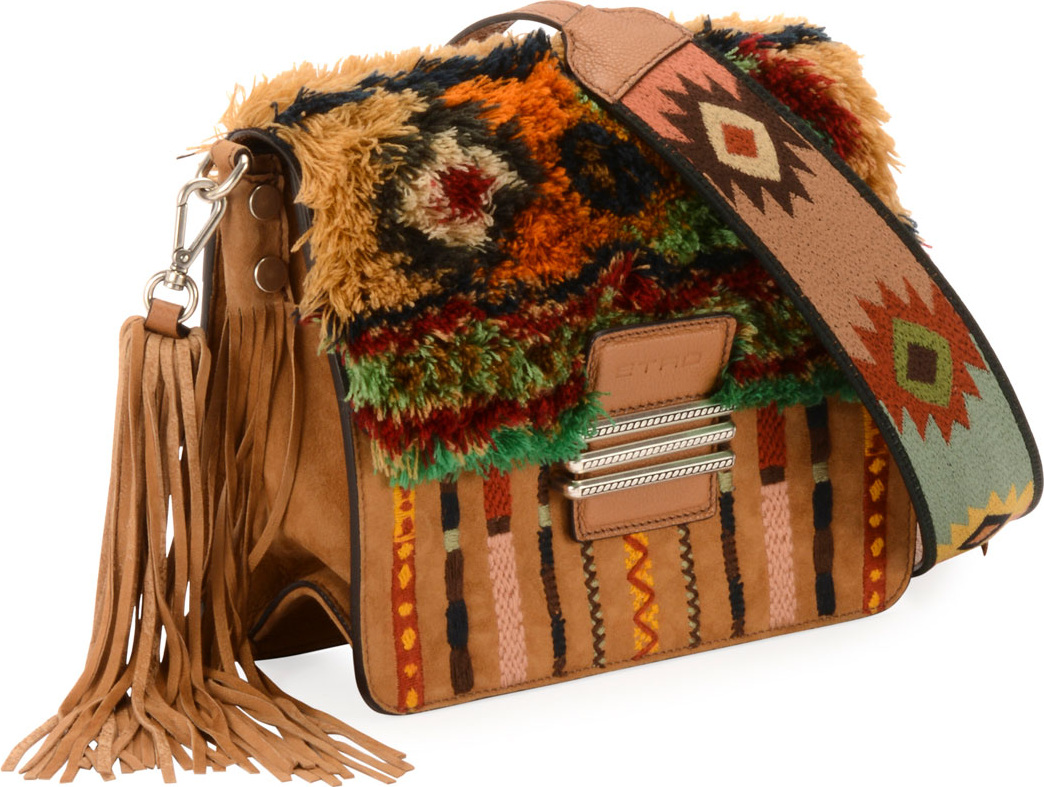 Etro Rainbow Rug Stripe Embroidered Shoulder Bag