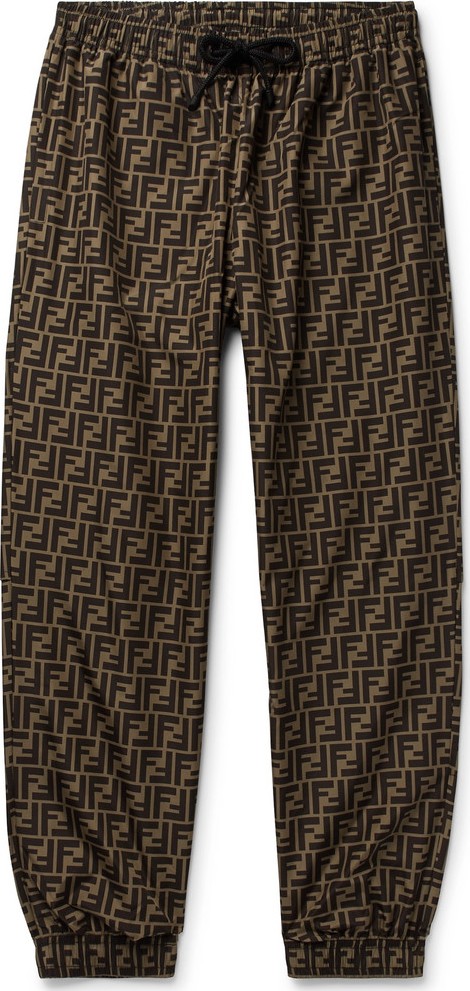 Fendi Tapered Logo-Print Shell Drawstring Trousers