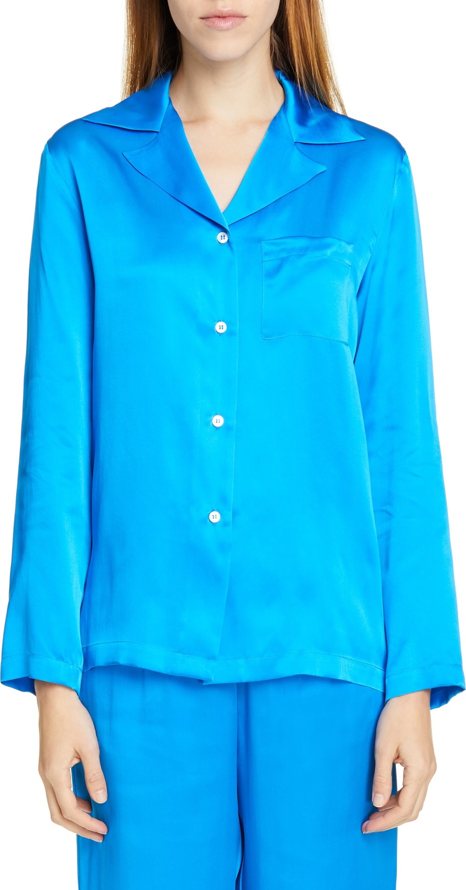 Mansur Gavriel Silk Charmeuse Pajama Shirt