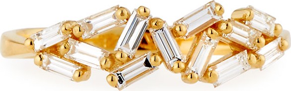 Suzanne Kalan Fireworks 5mm Baguette Cluster Ring in 18k Yellow Gold, Size 6.5