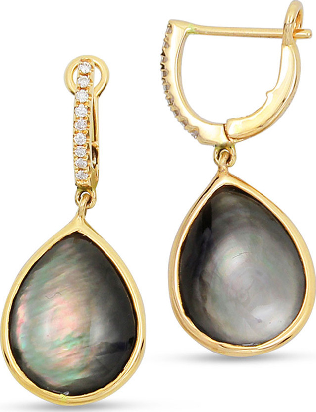 Frederic Sage Luna 18k Gold Black Mother-of-Pearl Earrings