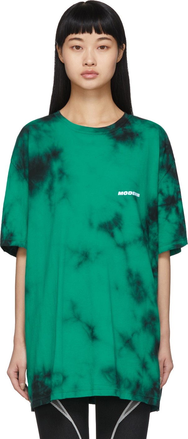Off White Green Tie-Dye 'Modern' T-Shirt