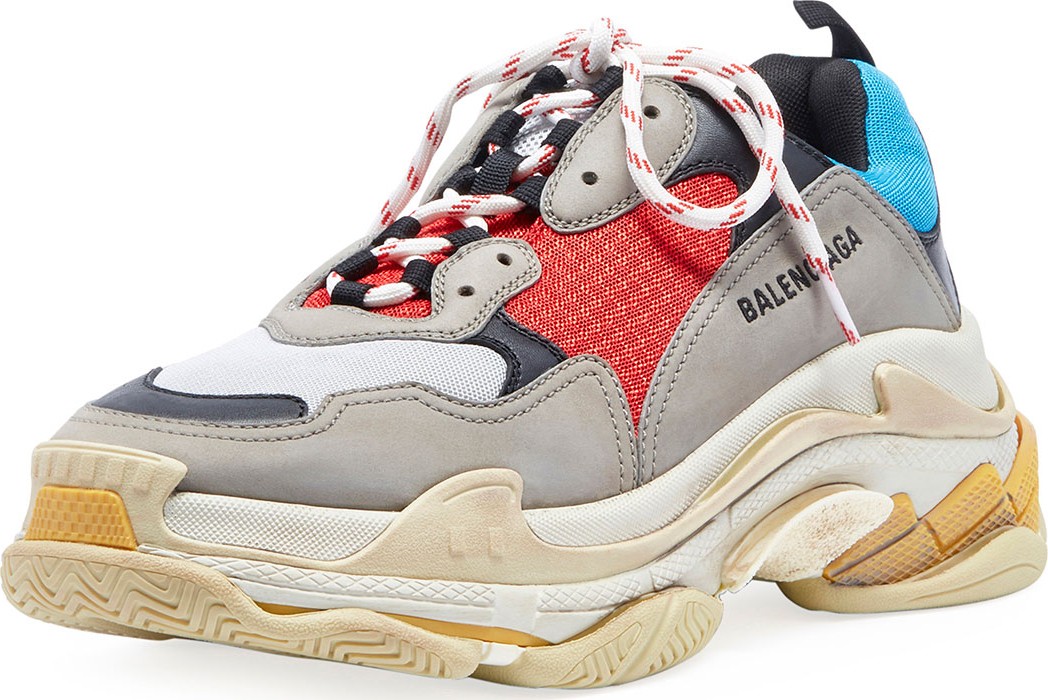 Balenciaga Men's Triple S Mesh & Leather Sneakers, Blue