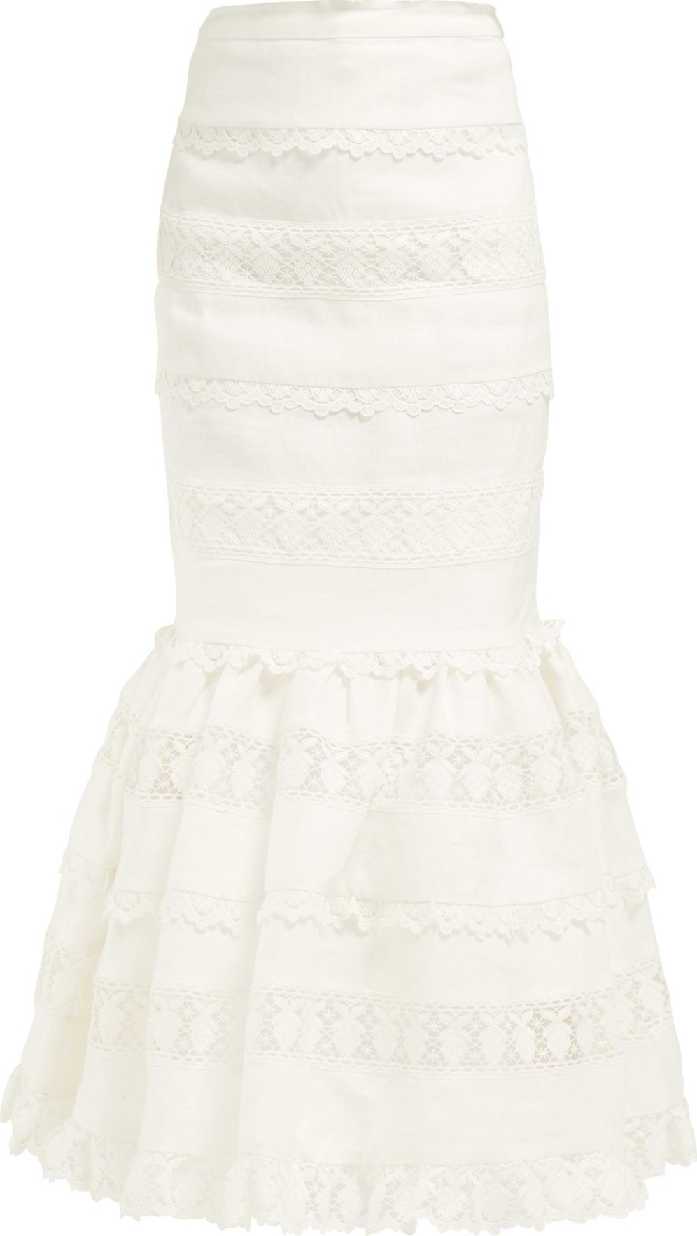 Zimmermann Wayfarer lace-insert linen skirt