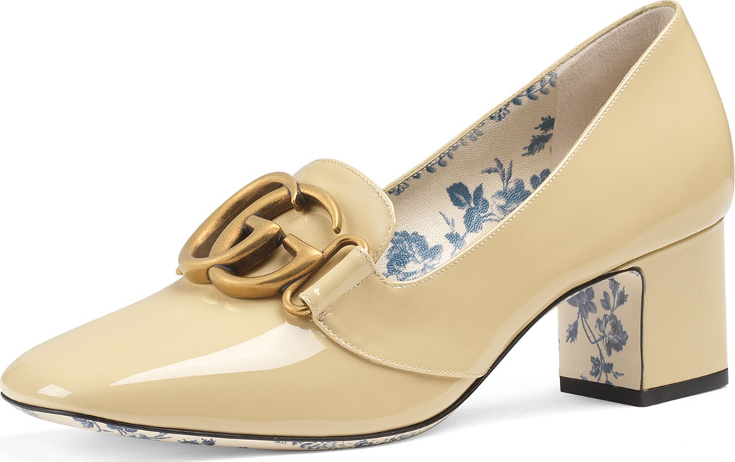 Gucci Victoire Patent Leather Double-G Loafer Pump