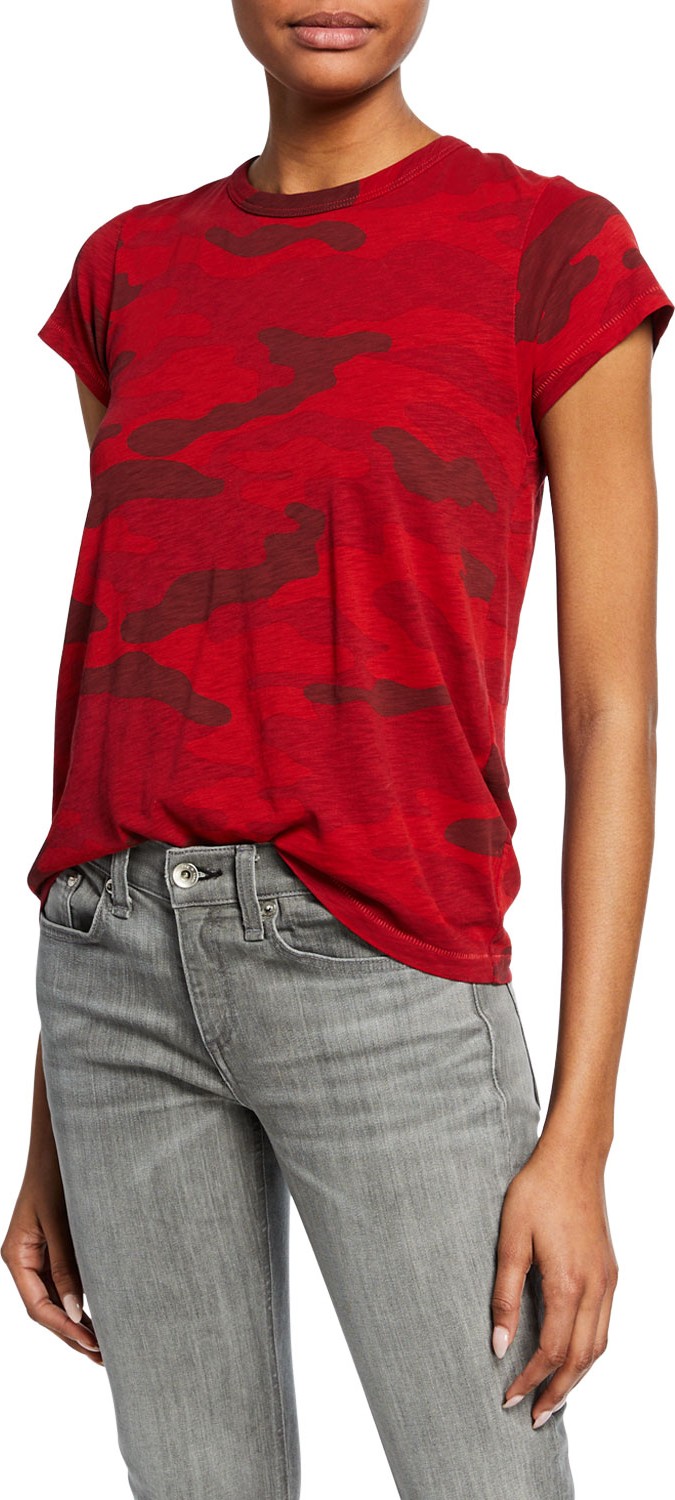 Rag & Bone Camo-Print Cap-Sleeve Cotton Tee