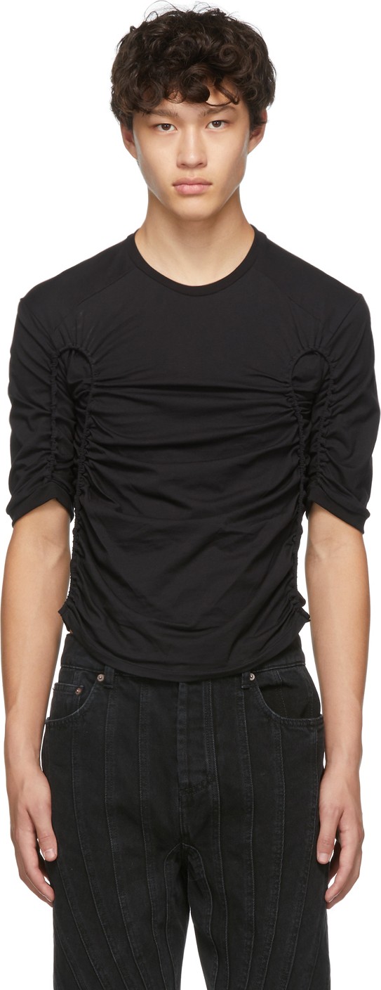 Mugler Black Gathered T-Shirt