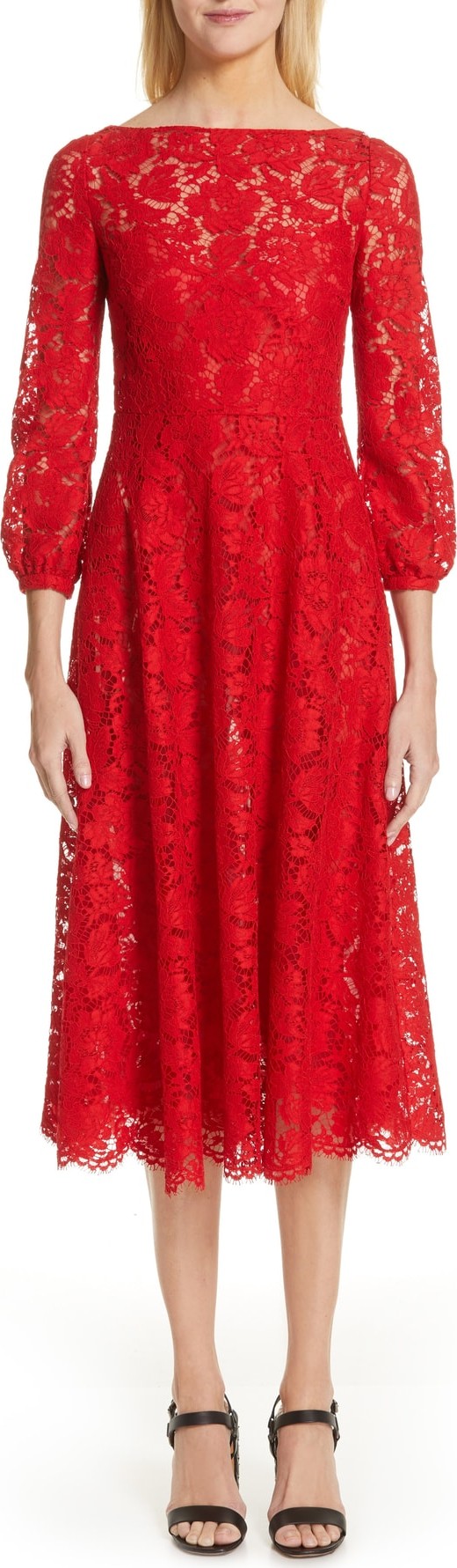 Valentino Lace A-Line Midi Dress