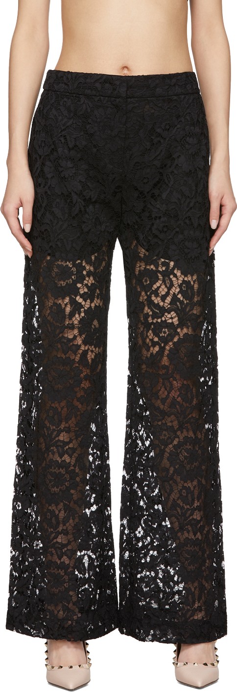 Valentino Black Heavy Lace Trousers