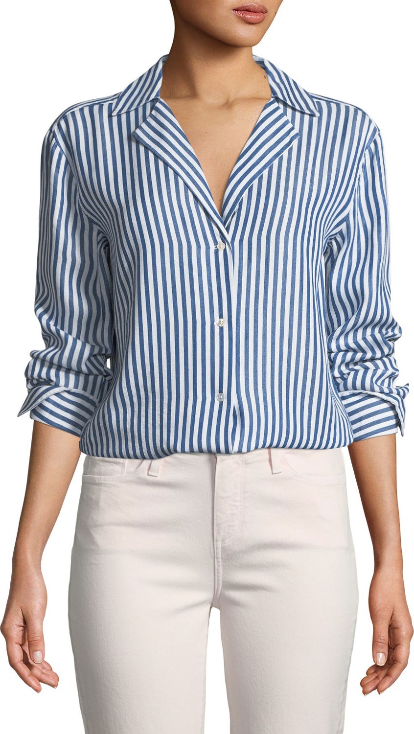 PAIGE Elora Button-Down Striped Shirt
