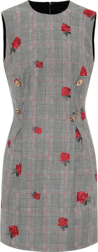 Versace Checked wool and mohair minidress