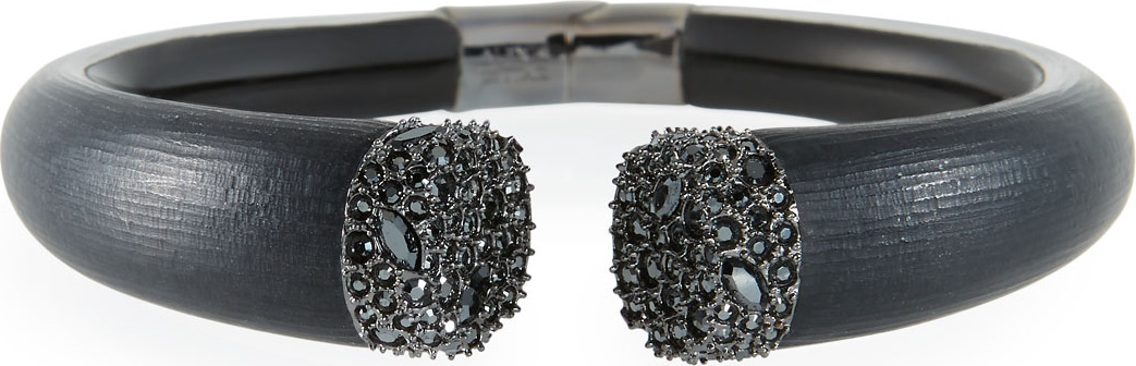 Alexis Bittar Crystal Encrusted Break Hinge Bracelet, Black