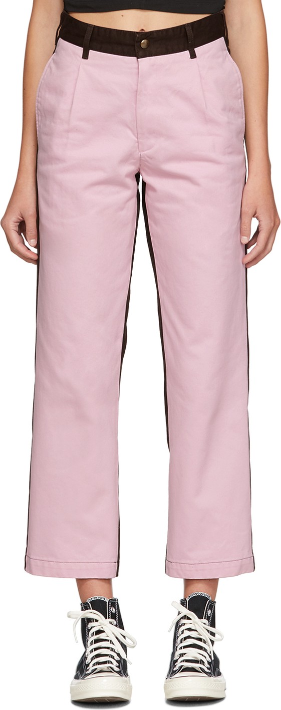 Noah NYC Pink & Brown Single Pleat Chinos