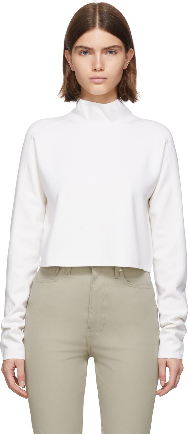 Helmut Lang White Wool Compact Turtleneck