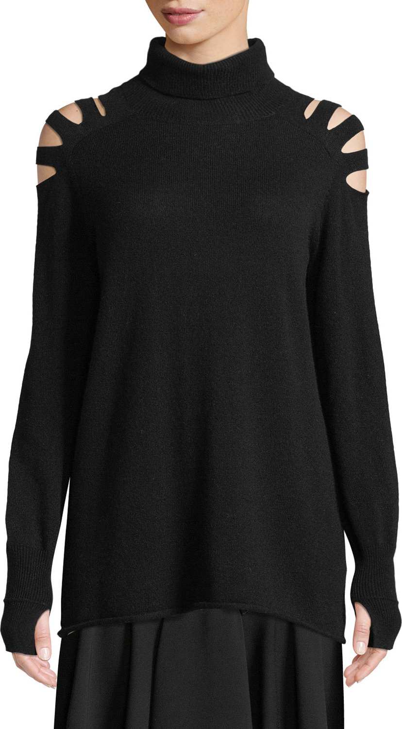 HALSTON HERITAGE Wool Cutout Turtleneck Sweater
