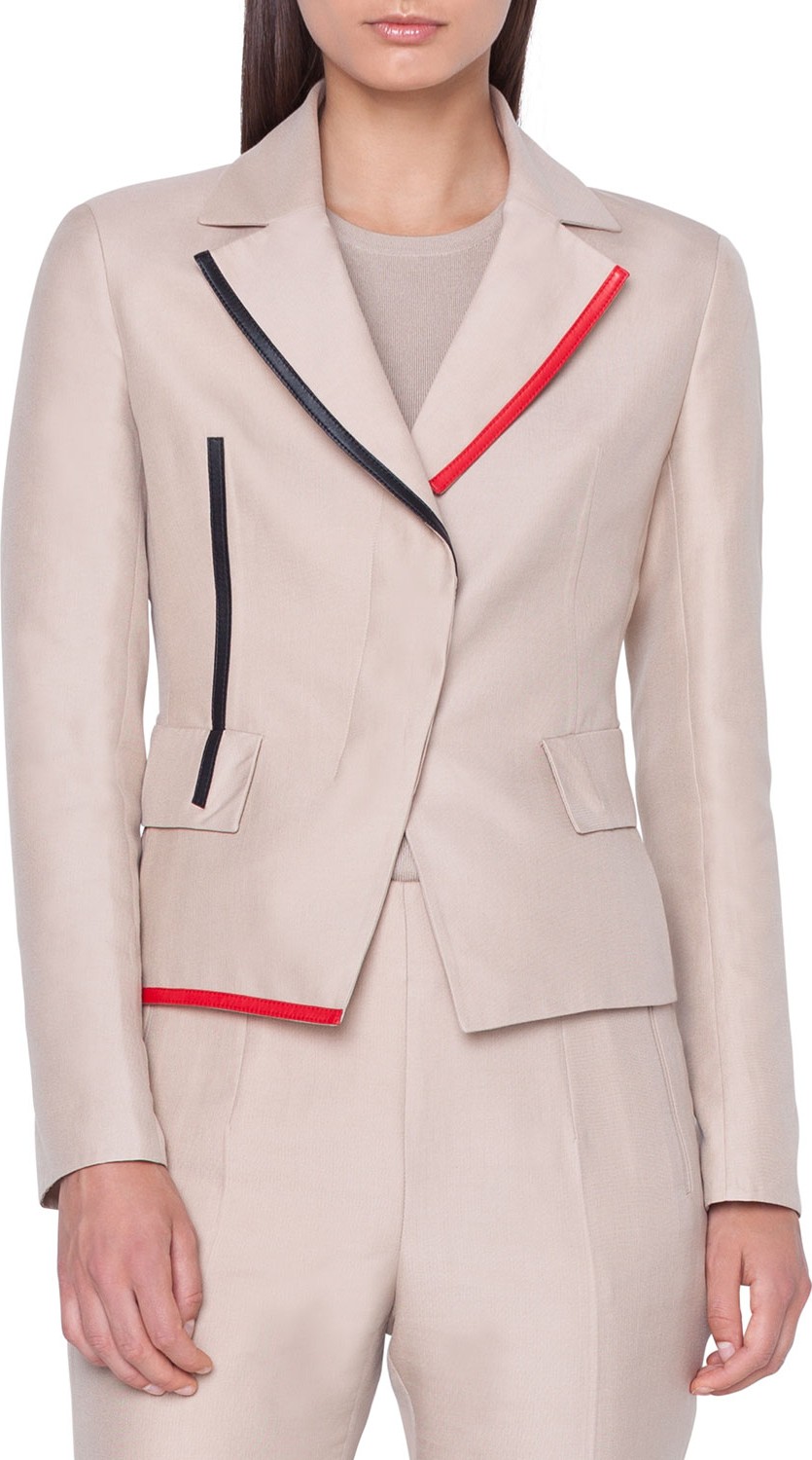 Akris Aiko Short Leather-Contrast Jacket