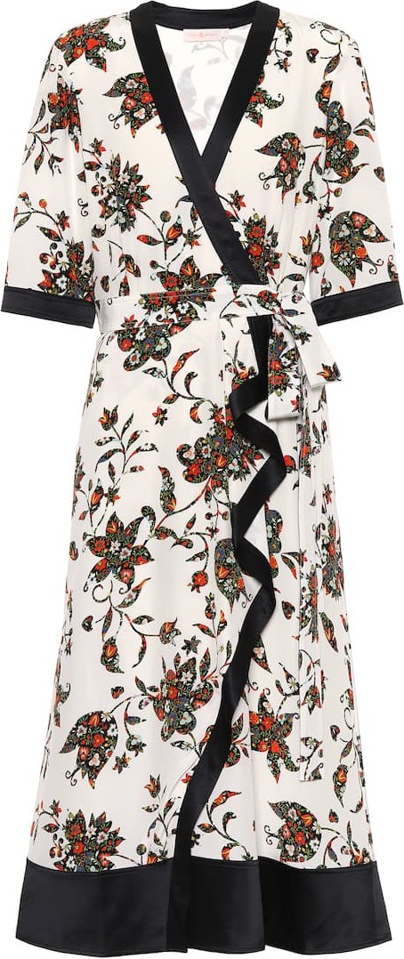 Tory Burch Floral silk midi wrap dress
