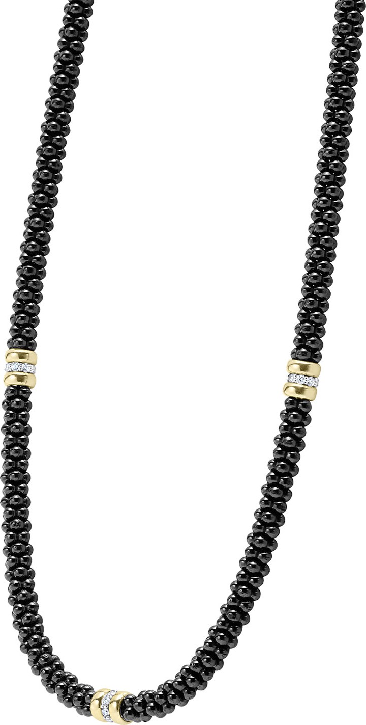 LAGOS Black Caviar Diamond 3-Station Necklace
