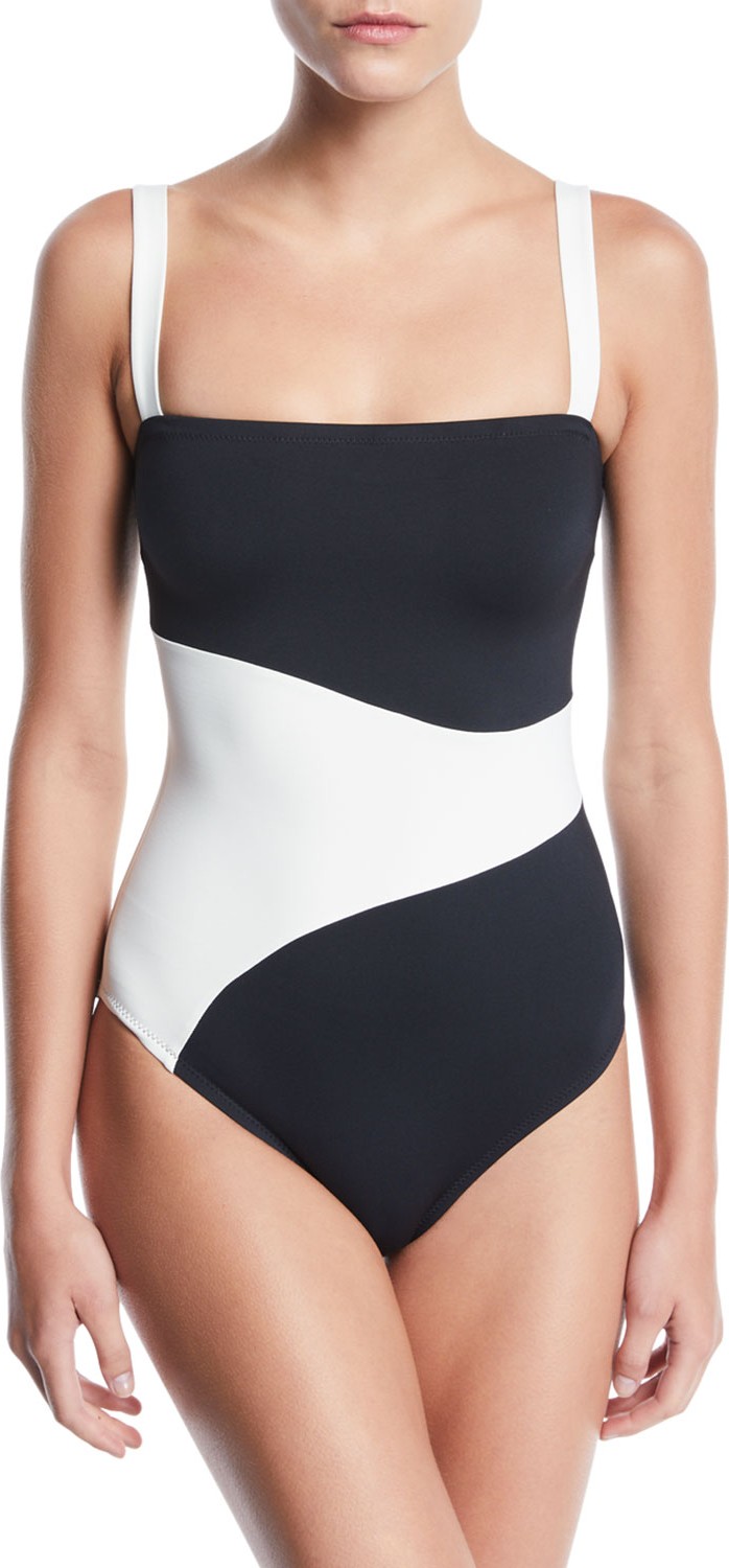 Proenza Schouler Bandeau Colorblocked One-Piece Swimsuit