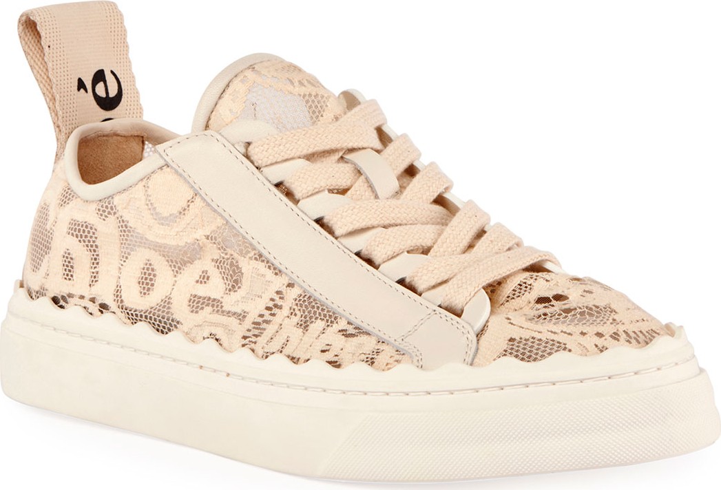 Chloe Lauren Logo Lace Low-Top Sneakers