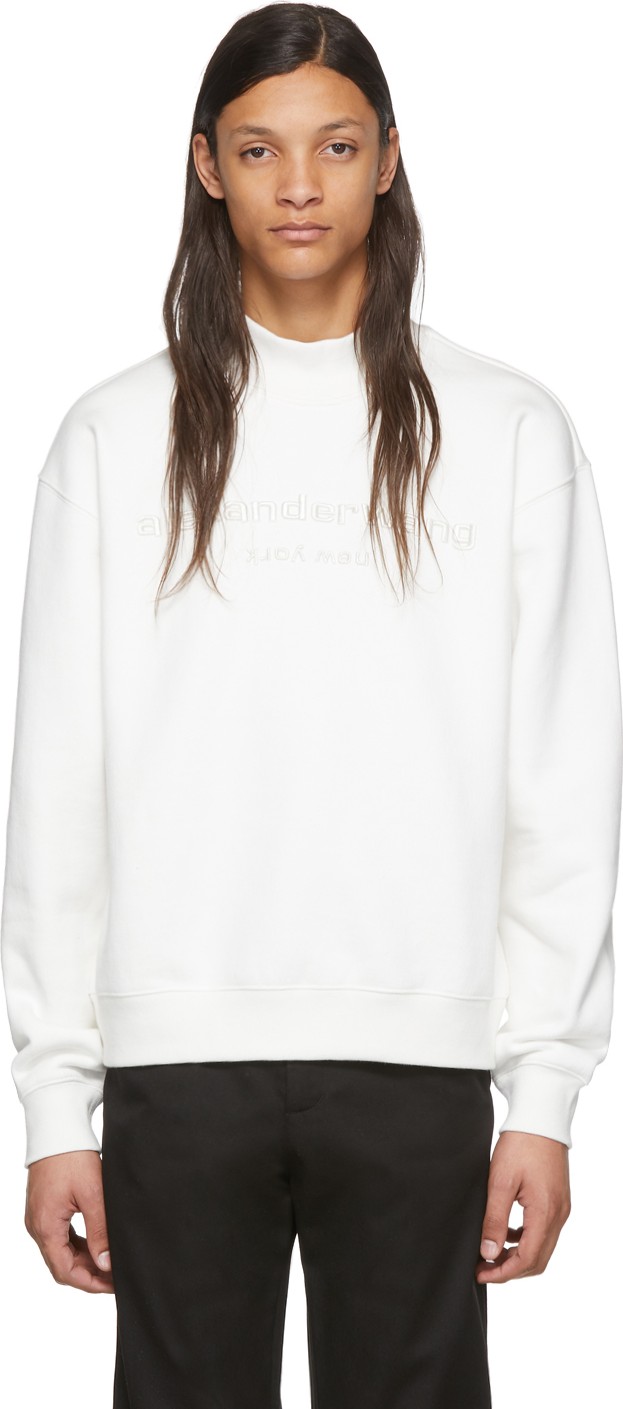 Alexander Wang White Fleece Mock Neck Sweater