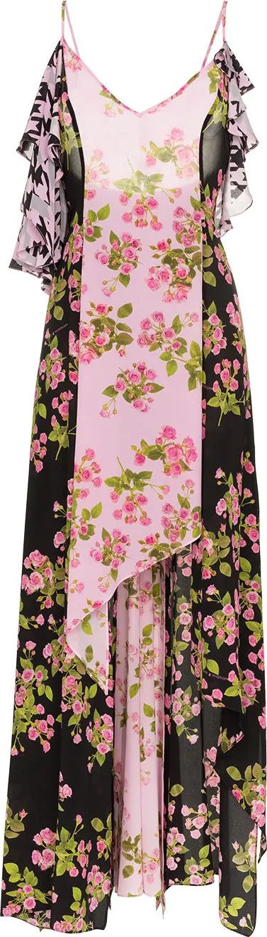 Natasha Zinko Rose Print Silk Maxi Dress