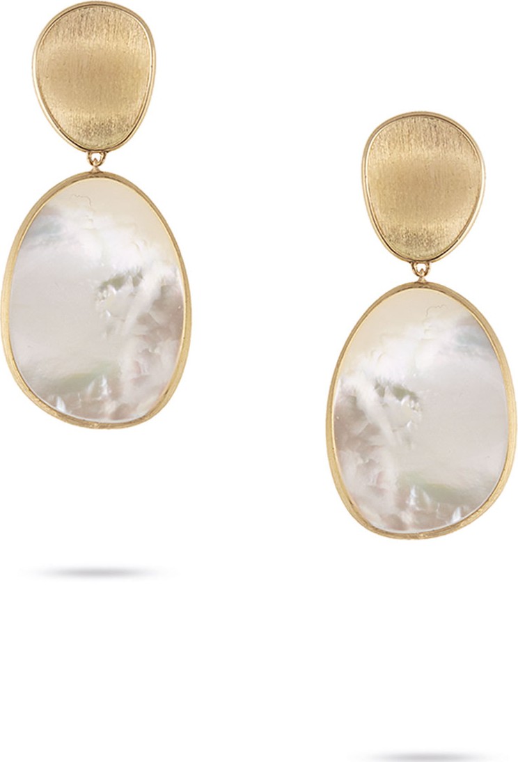 Marco Bicego Lunaria Large Mother-of-Pearl Drop Earrings in 18K Gold