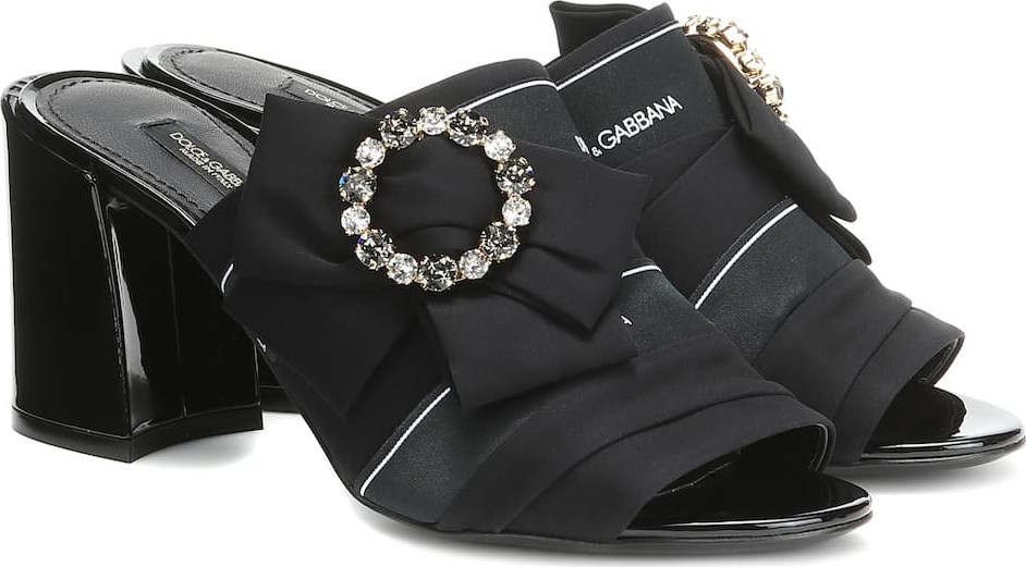 Dolce & Gabbana Charmeuse leather-trimmed sandals