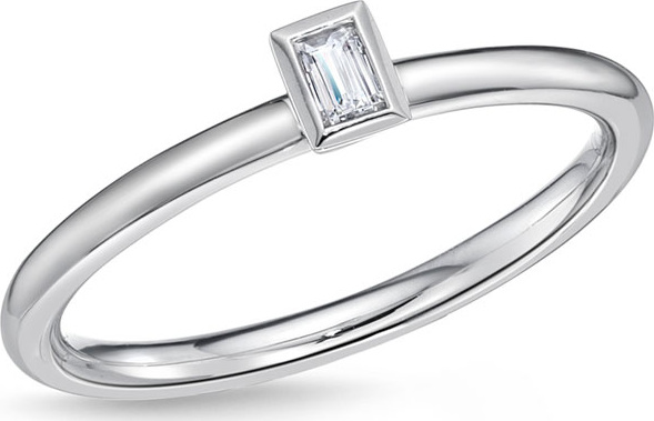 Memoire 18k White Gold Brilliant-Cut Diamond Stack Ring, Size 6.5