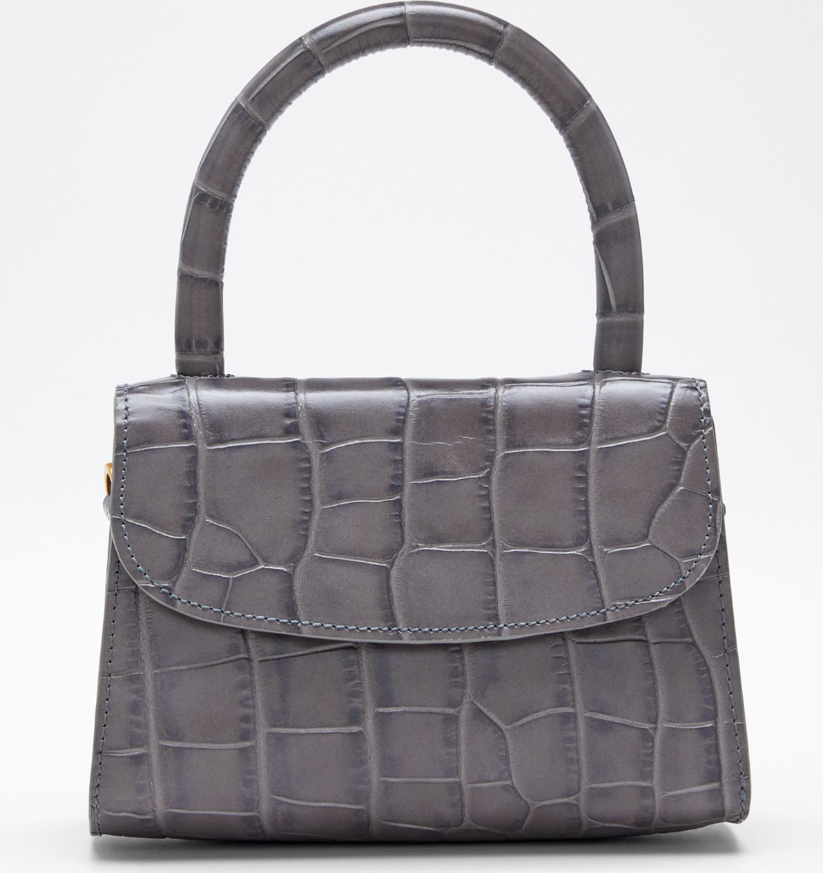 By Far Mini Croc-Embossed Top Handle Bag